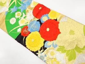 アンティーク　地紙に菊・桜・梅模様織り出し袋帯（着用可）